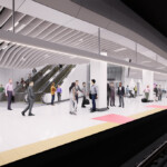 Artist’s rendering of the new Bloor-Yonge Station Line 2 eastbound platform. Design subject to change. Artist’s rendering of the new Bloor-Yonge Station Line 2 eastbound platform. Design subject to change.